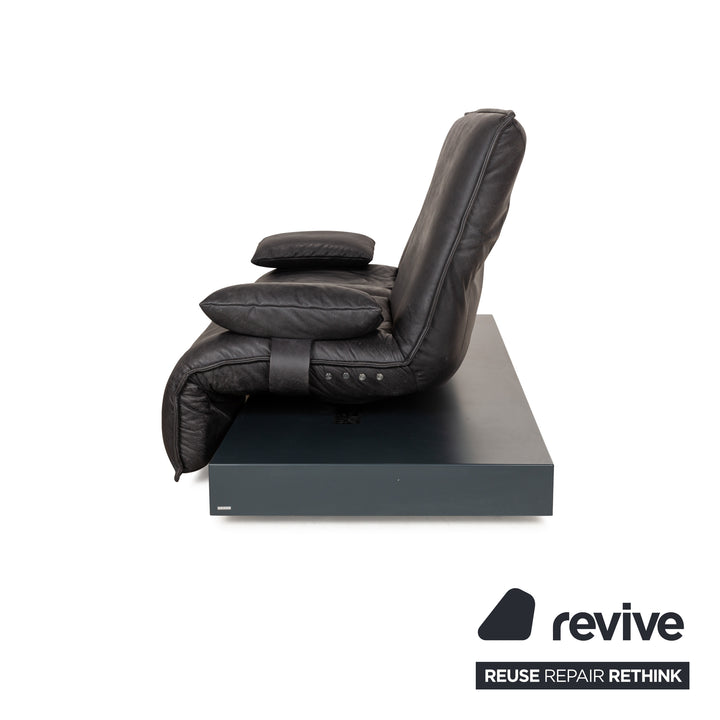 Koinor Free Motion Epos 3 Leather Two Seater Dark Grey Sofa Couch