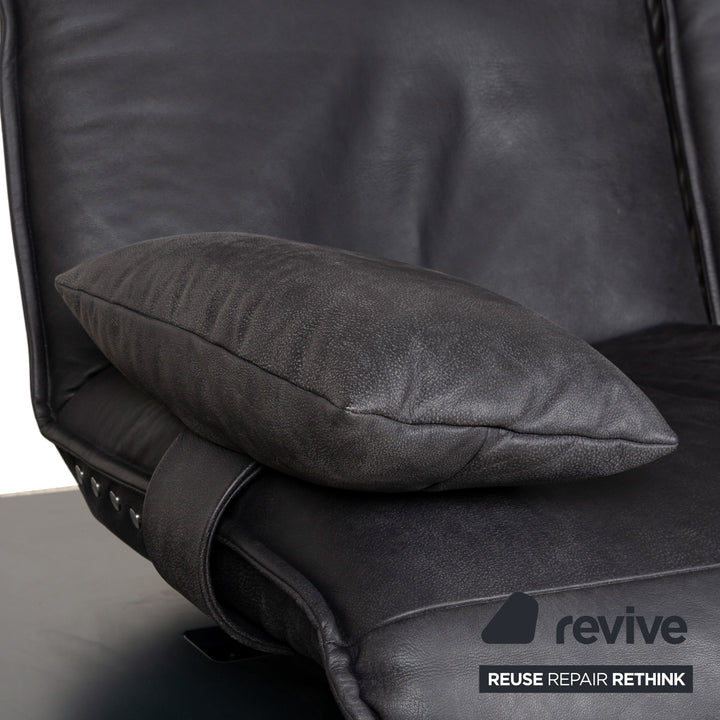 Koinor Free Motion Epos 3 Leather Two Seater Dark Grey Sofa Couch