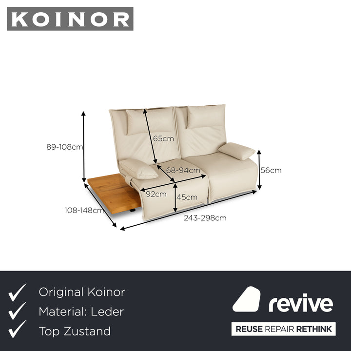 Koinor Free Motion Epos 3 Leather Two Seater Grey Beige Greige Electric Function Sofa Couch