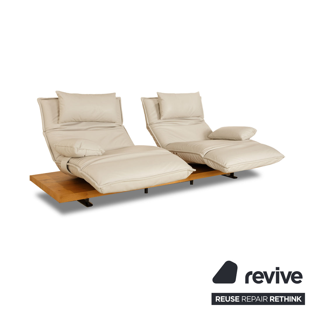 Koinor Free Motion Epos 3 Leather Two Seater Grey Beige Greige Electric Function Sofa Couch