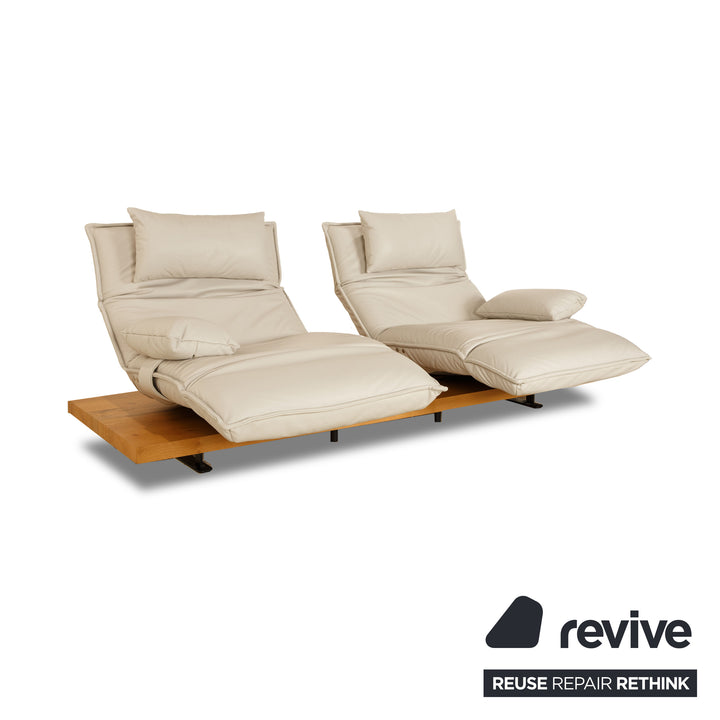 Koinor Free Motion Epos 3 Leather Two Seater Grey Beige Greige Electric Function Sofa Couch