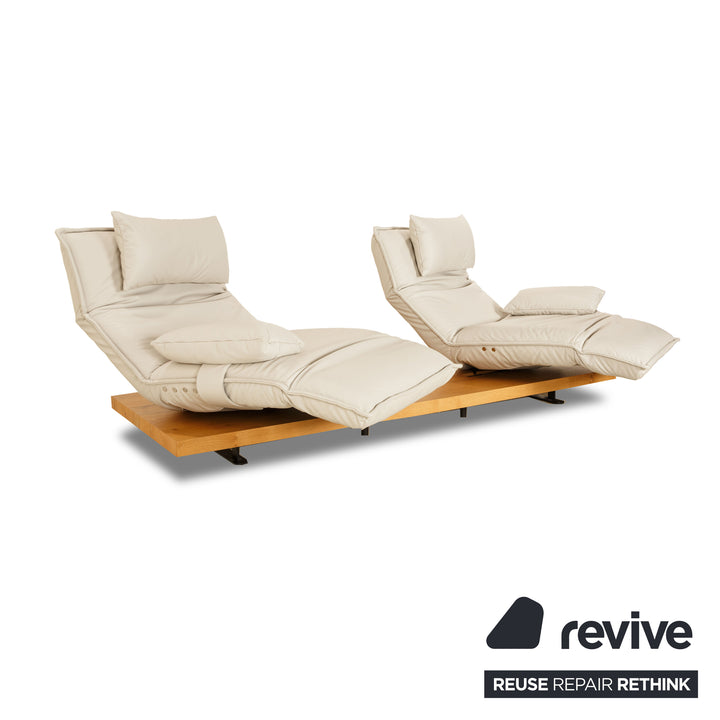 Koinor Free Motion Epos 3 Leather Two Seater Grey Beige Greige Electric Function Sofa Couch