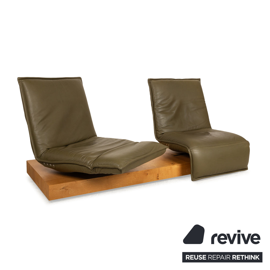 Divano a due posti Koinor Free Motion Epos 3 in pelle verde con funzione elettrica