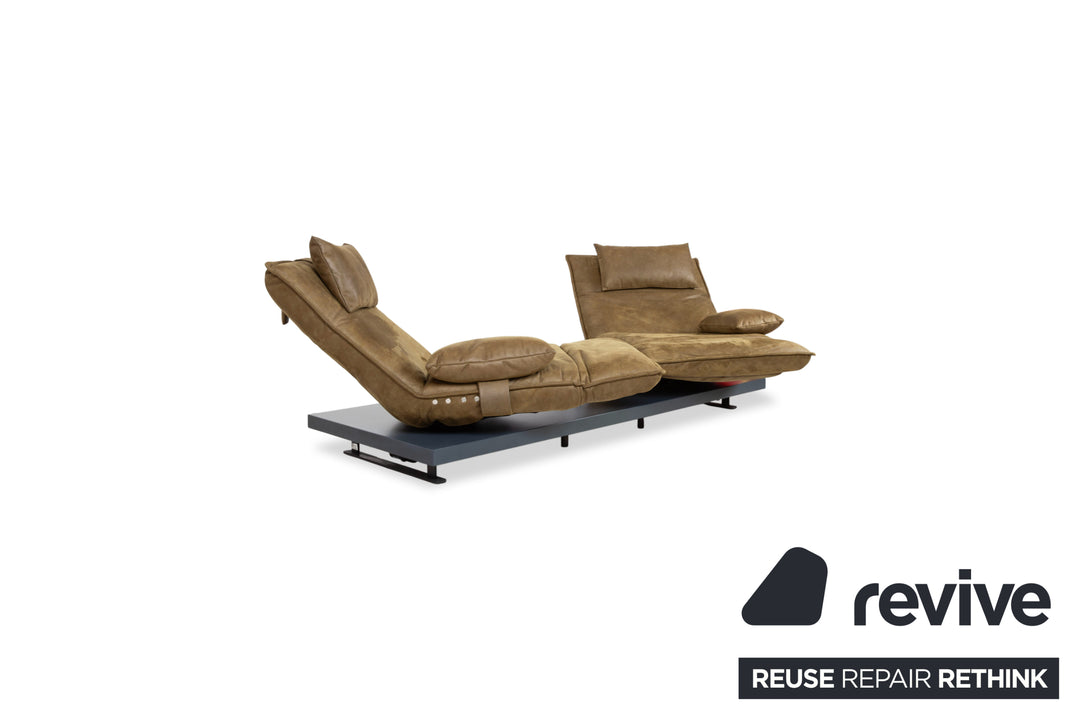 Koinor Free Motion Epos Leder Zweisitzer Oliv Grün Senf elektrische Funktion Sofa Couch