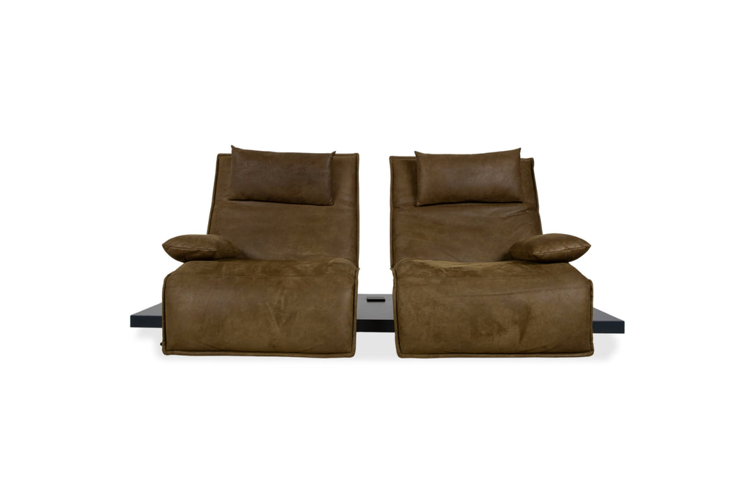Koinor Free Motion Epos Leder Zweisitzer Oliv Grün Senf elektrische Funktion Sofa Couch