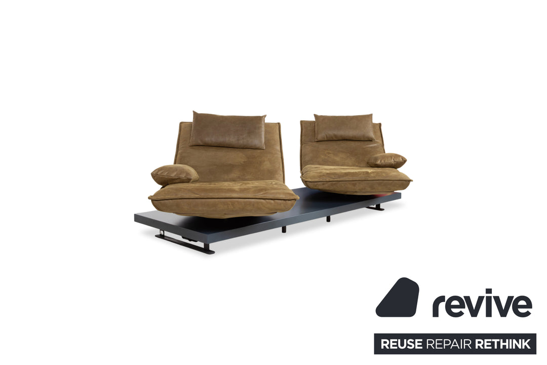 Koinor Free Motion Epos Leder Zweisitzer Oliv Grün Senf elektrische Funktion Sofa Couch