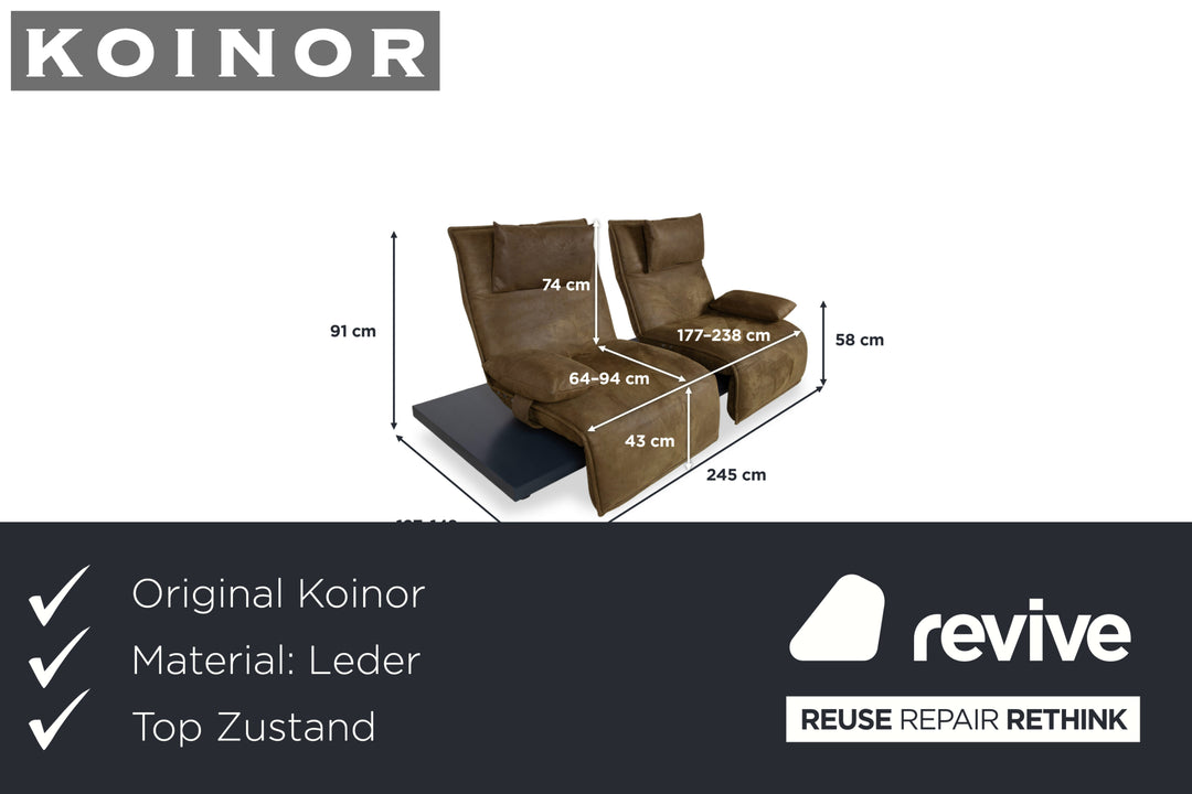 Koinor Free Motion Epos Leder Zweisitzer Oliv Grün Senf elektrische Funktion Sofa Couch