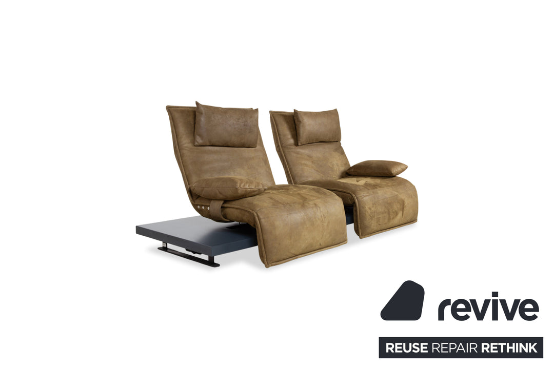 Koinor Free Motion Epos Leder Zweisitzer Oliv Grün Senf elektrische Funktion Sofa Couch