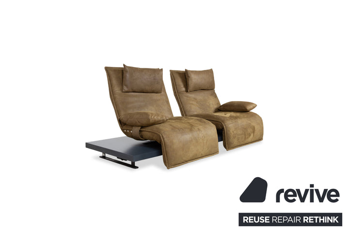 Koinor Free Motion Epos Leder Zweisitzer Oliv Grün Senf elektrische Funktion Sofa Couch