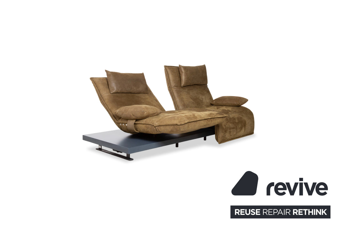 Koinor Free Motion Epos Leder Zweisitzer Oliv Grün Senf elektrische Funktion Sofa Couch