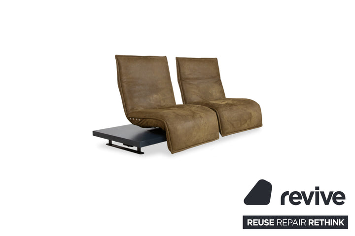 Koinor Free Motion Epos Leder Zweisitzer Oliv Grün Senf elektrische Funktion Sofa Couch