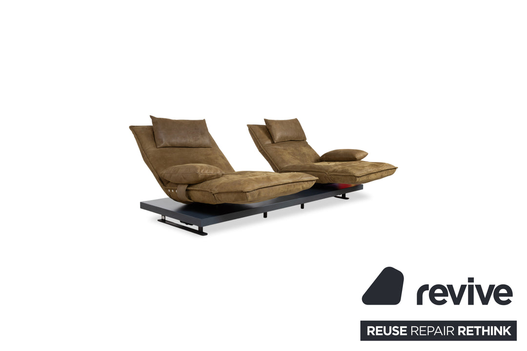 Koinor Free Motion Epos Leder Zweisitzer Oliv Grün Senf elektrische Funktion Sofa Couch