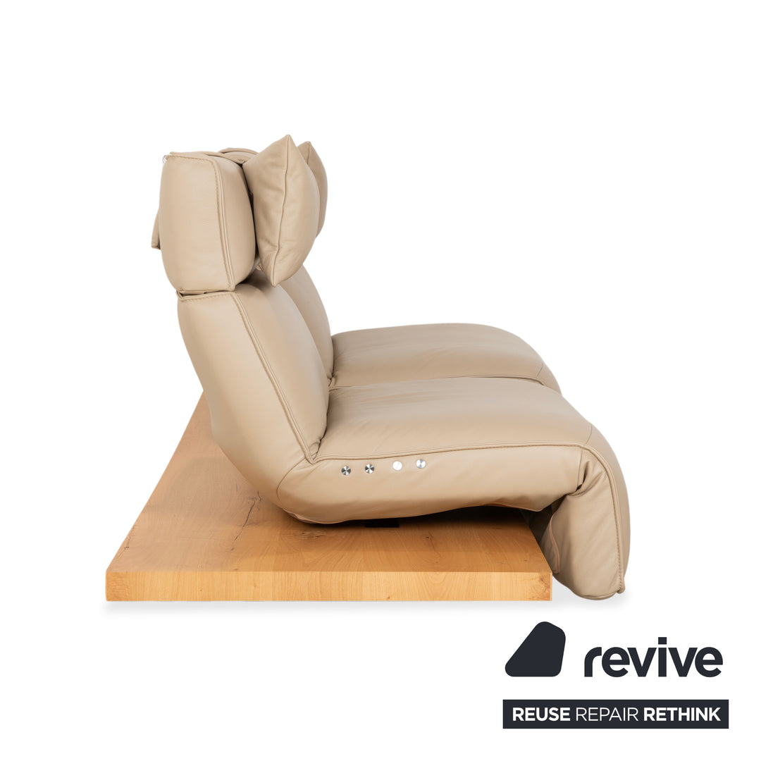 Koinor Free Motion Etino 2 Leder Holz Zweisitzer Beige elektrische Funktion Sofa Couch