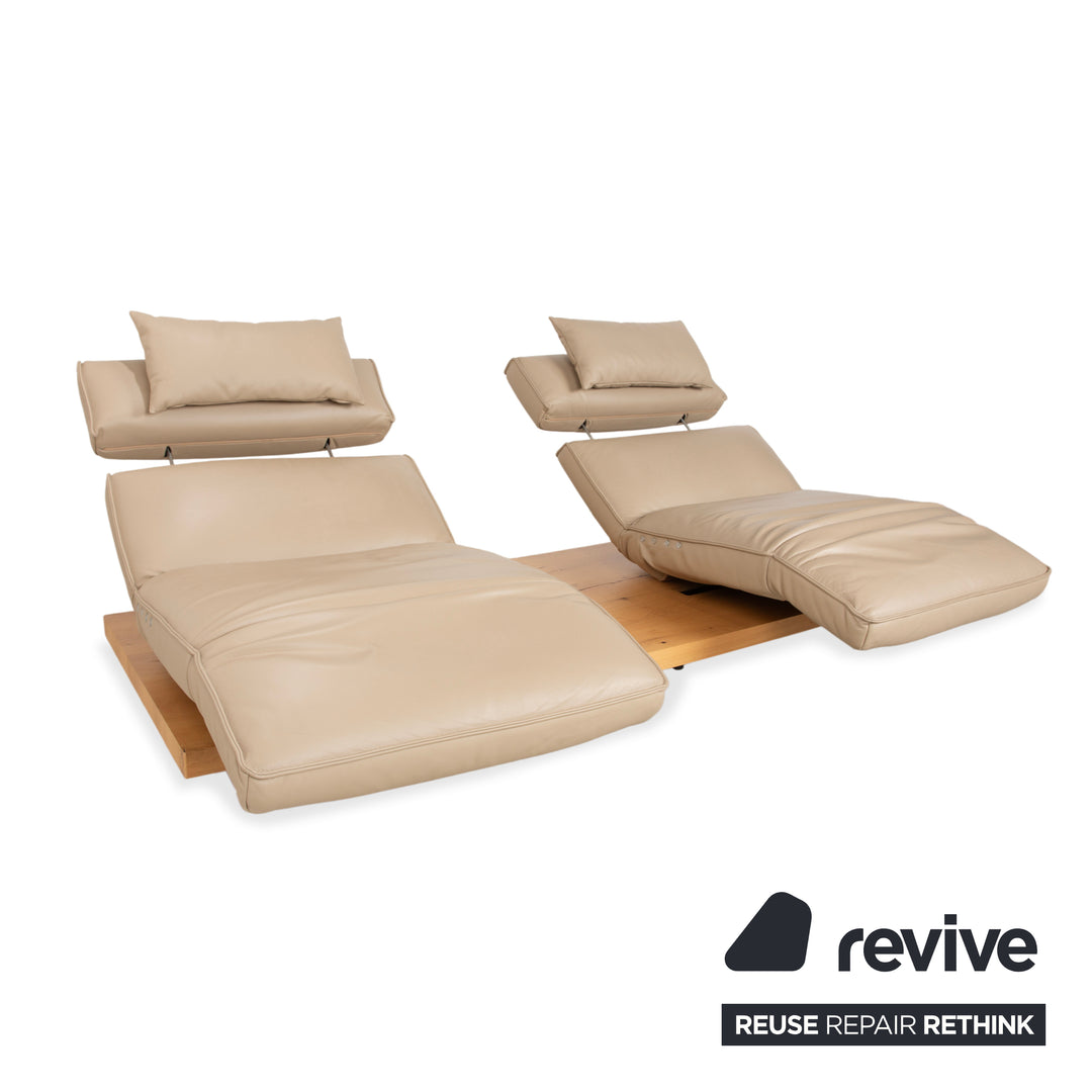 Koinor Free Motion Etino 2 Leder Holz Zweisitzer Beige elektrische Funktion Sofa Couch