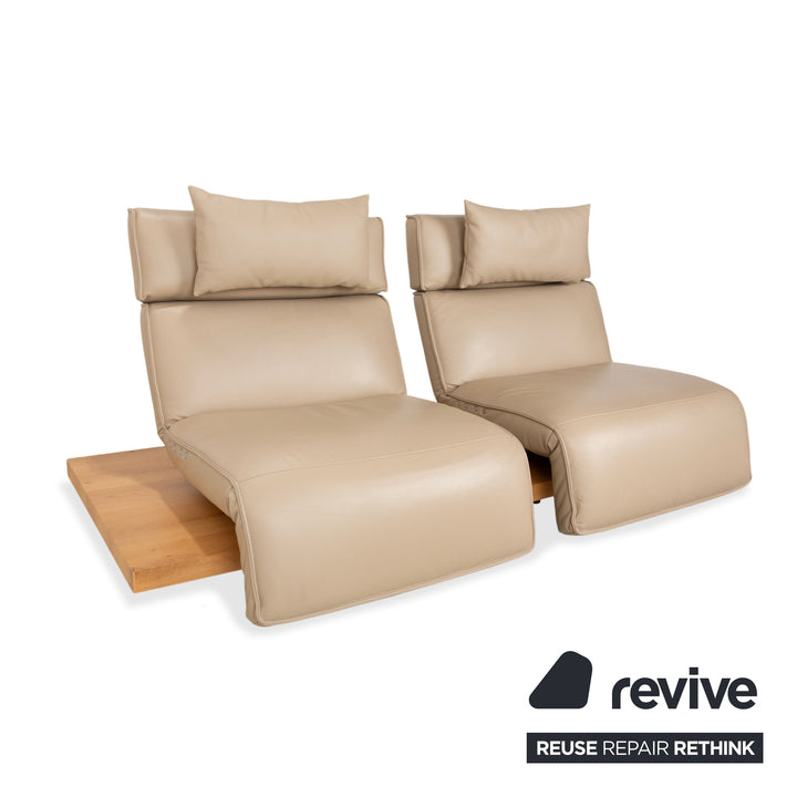 Koinor Free Motion Etino 2 Leder Holz Zweisitzer Beige elektrische Funktion Sofa Couch