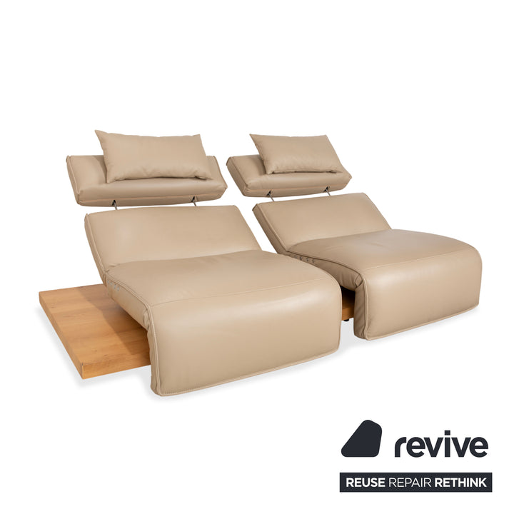 Koinor Free Motion Etino 2 Leder Holz Zweisitzer Beige elektrische Funktion Sofa Couch