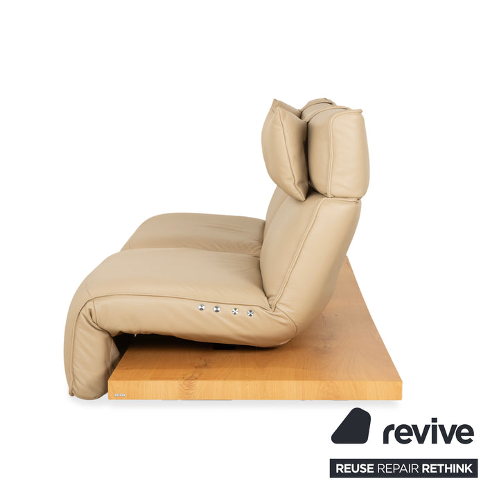 Koinor Free Motion Etino 2 Leather Wood Two-Seater Beige Electric Function Sofa Couch