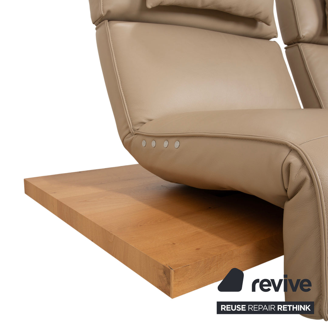 Koinor Free Motion Etino 2 Leder Holz Zweisitzer Beige elektrische Funktion Sofa Couch