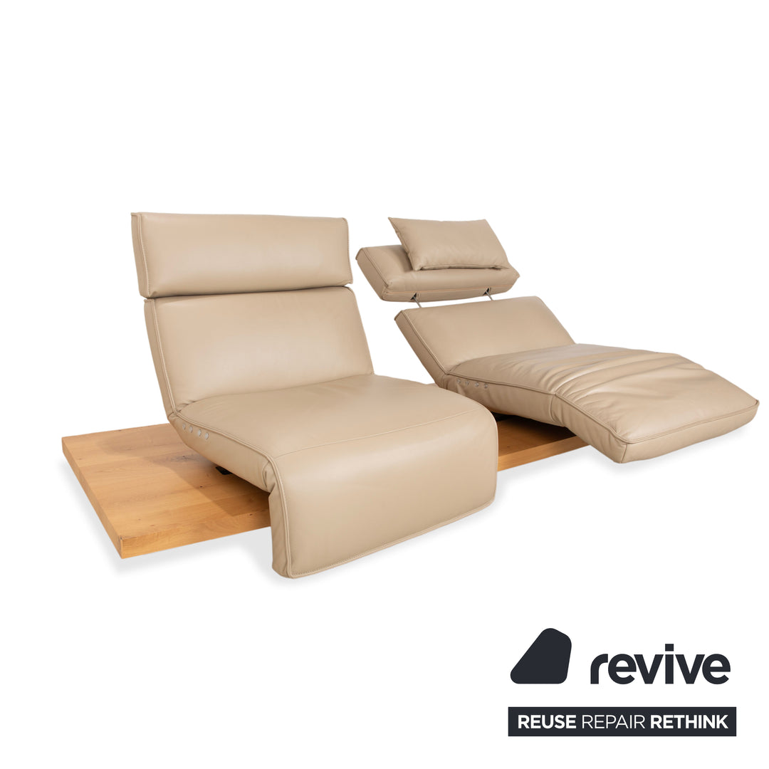 Koinor Free Motion Etino 2 Leder Holz Zweisitzer Beige elektrische Funktion Sofa Couch
