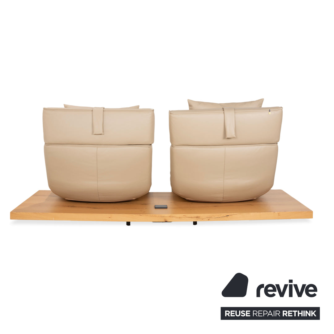 Koinor Free Motion Etino 2 Leder Holz Zweisitzer Beige elektrische Funktion Sofa Couch