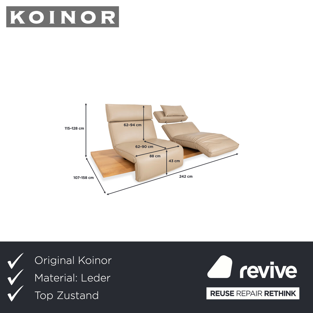 Koinor Free Motion Etino 2 Leder Holz Zweisitzer Beige elektrische Funktion Sofa Couch