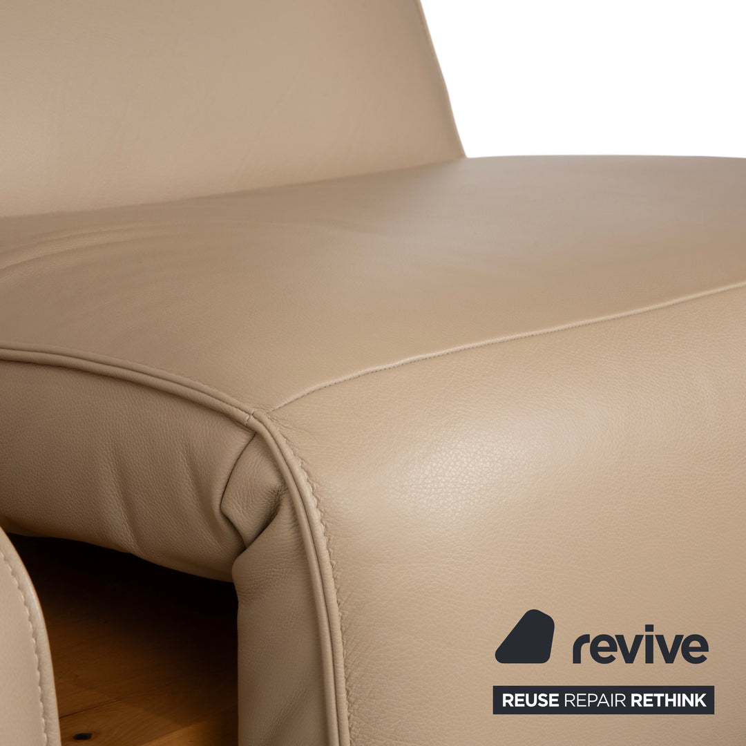 Koinor Free Motion Etino 2 Leather Wood Two-Seater Beige Electric Function Sofa Couch