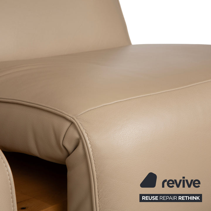 Koinor Free Motion Etino 2 Leather Wood Two-Seater Beige Electric Function Sofa Couch