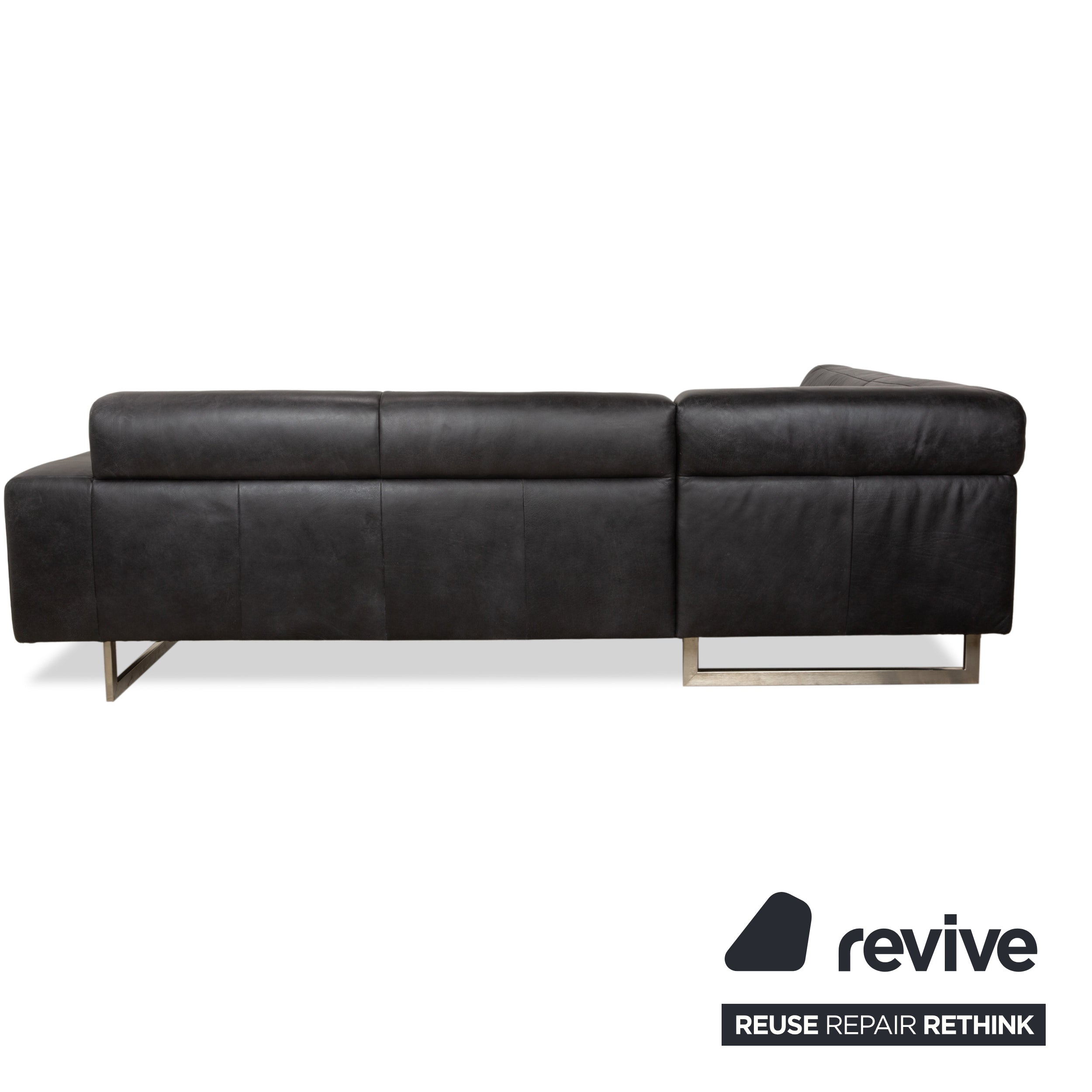 Canapé d'angle en cuir Koinor Galant Anthracite Gris foncé Ardoise
