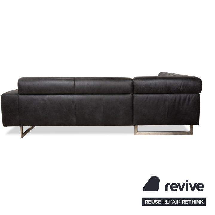 Koinor Galant Leather Corner Sofa Anthracite Dark Grey Slate Sofa Couch