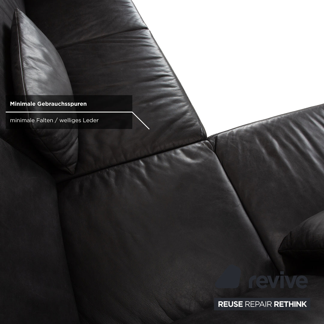 Koinor Galant Leather Corner Sofa Anthracite Dark Grey Slate Sofa Couch