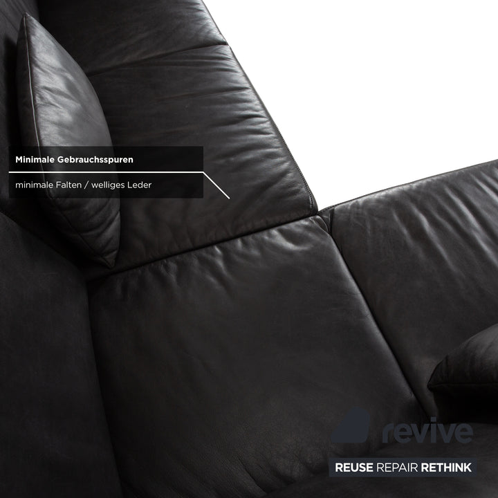 Koinor Galant Leather Corner Sofa Anthracite Dark Grey Slate Sofa Couch