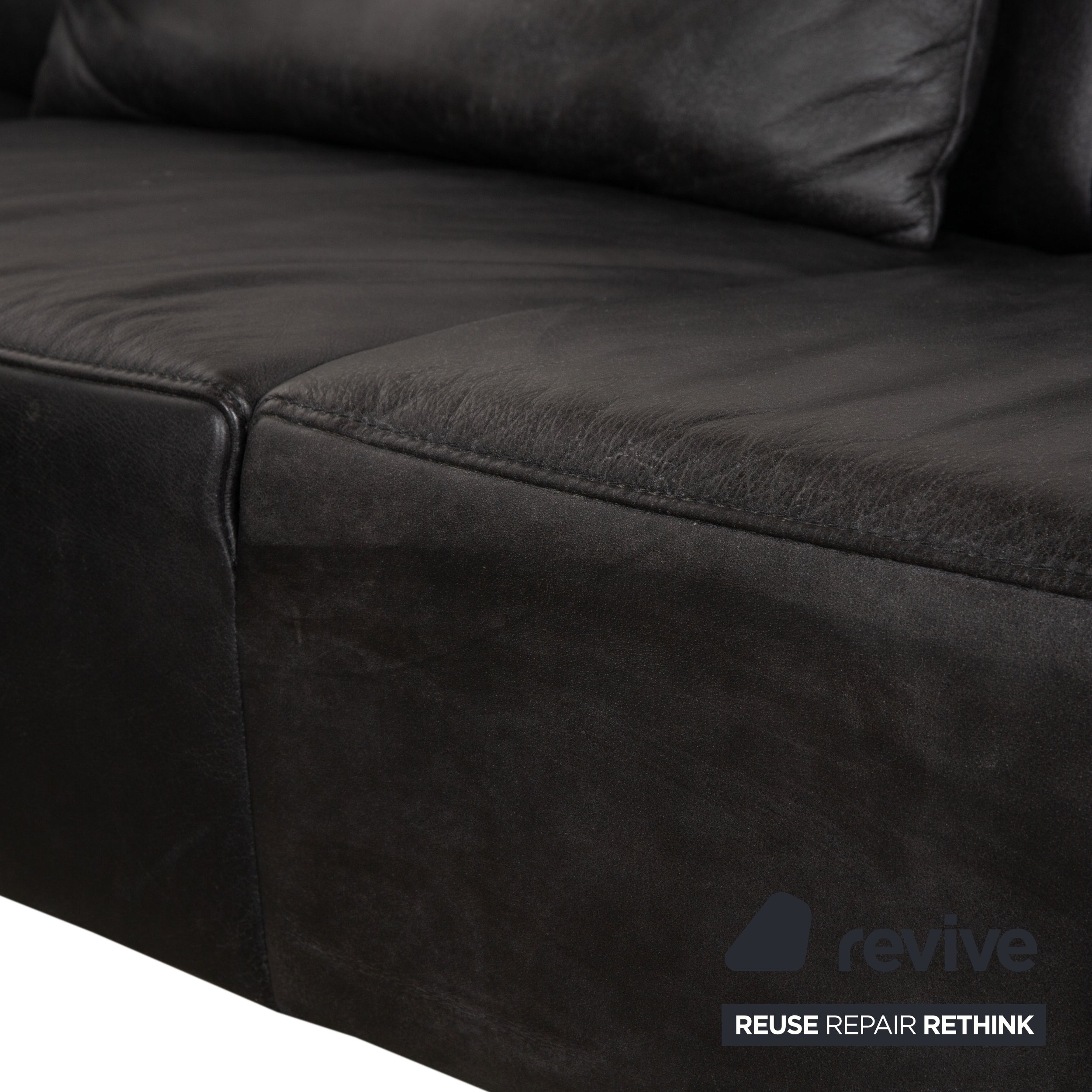 Canapé d'angle en cuir Koinor Galant Anthracite Gris foncé Ardoise