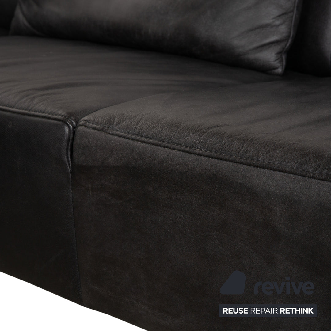 Koinor Galant Leather Corner Sofa Anthracite Dark Grey Slate Sofa Couch