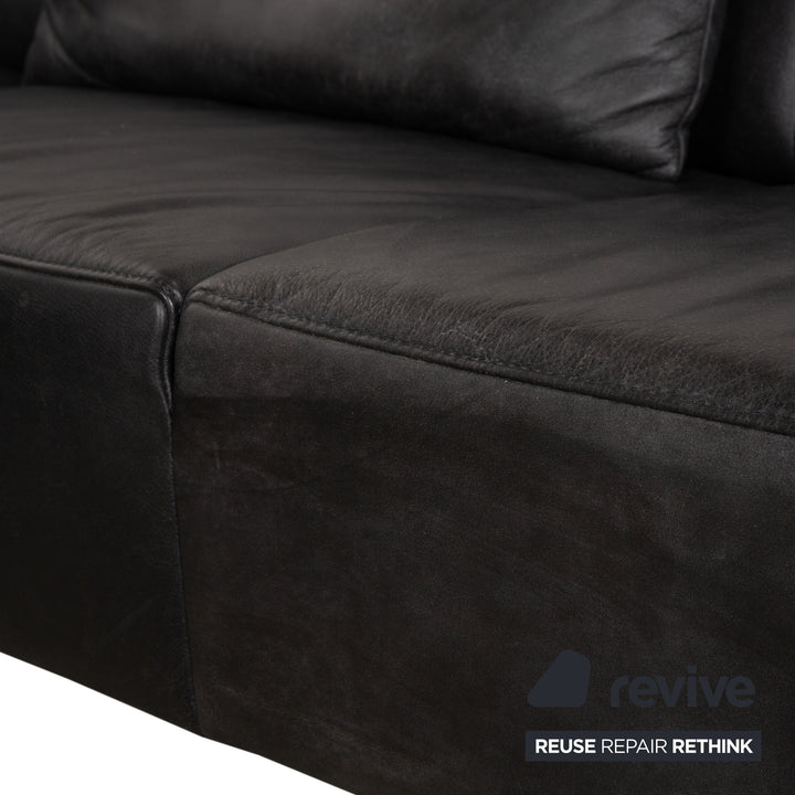 Koinor Galant Leather Corner Sofa Anthracite Dark Grey Slate Sofa Couch
