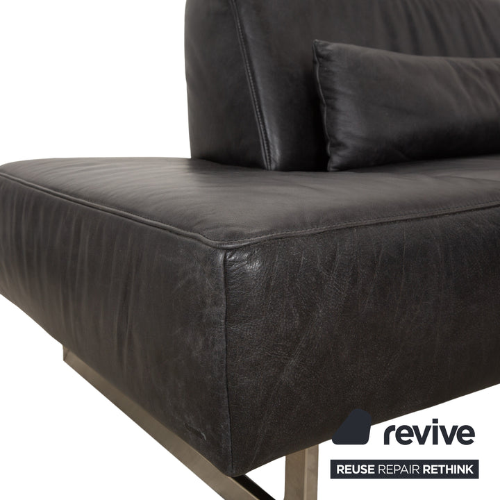 Koinor Galant Leather Corner Sofa Anthracite Dark Grey Slate Sofa Couch