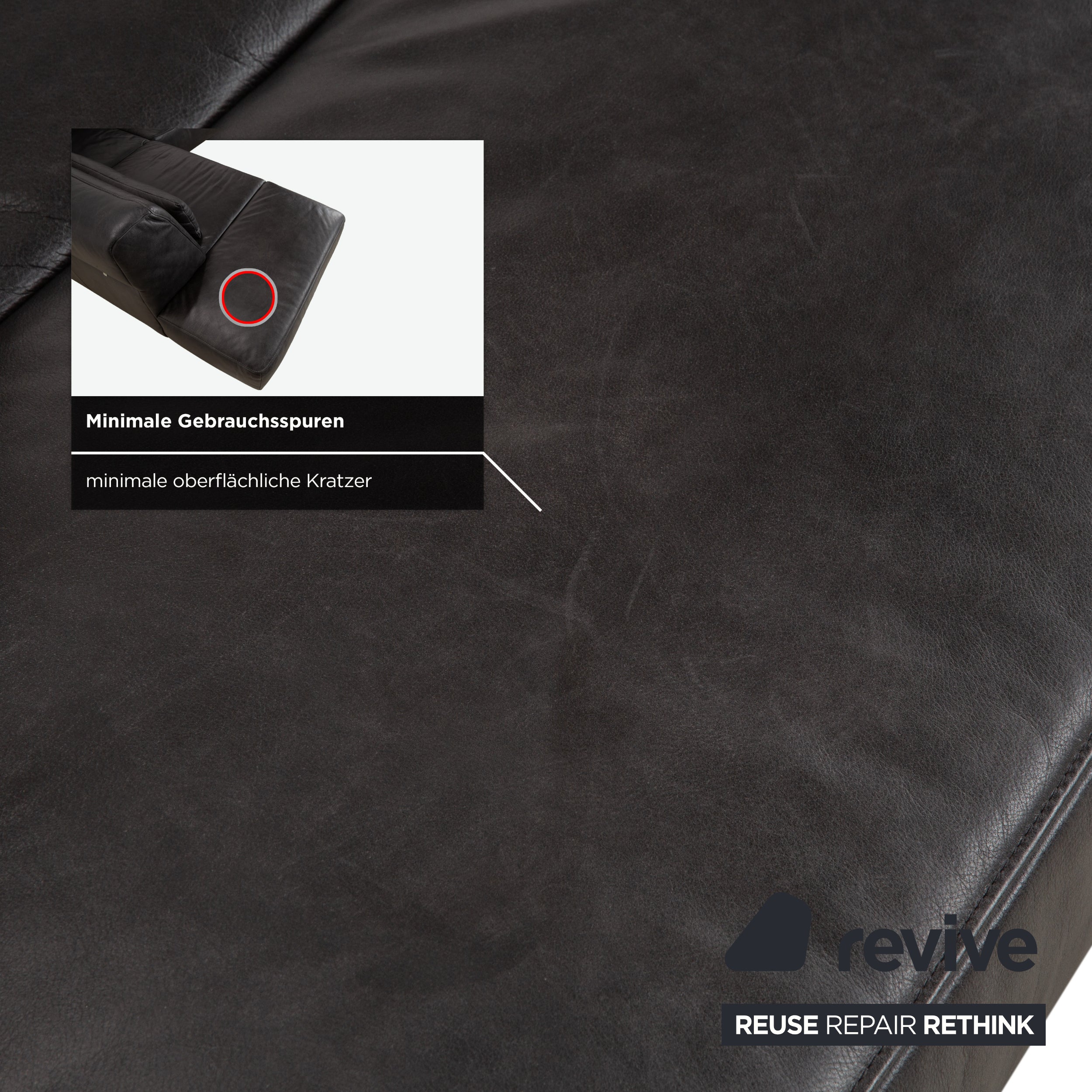 Canapé d'angle en cuir Koinor Galant Anthracite Gris foncé Ardoise