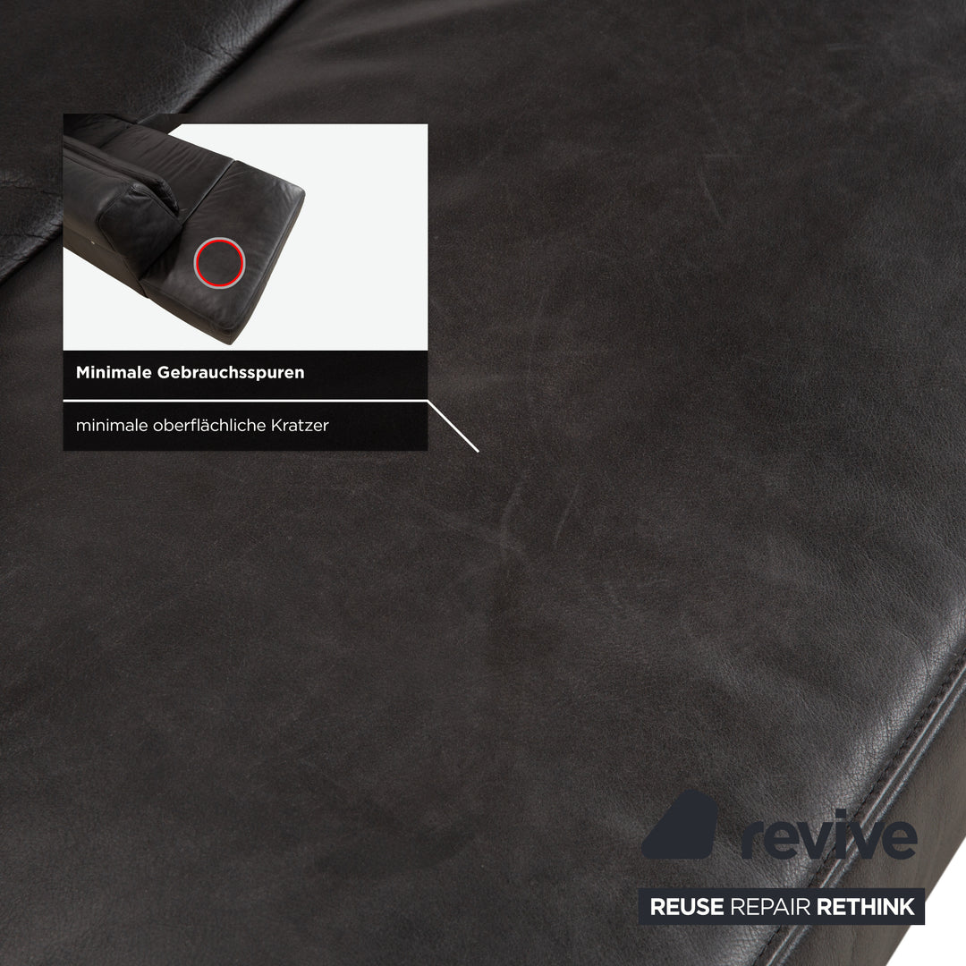 Koinor Galant Leather Corner Sofa Anthracite Dark Grey Slate Sofa Couch