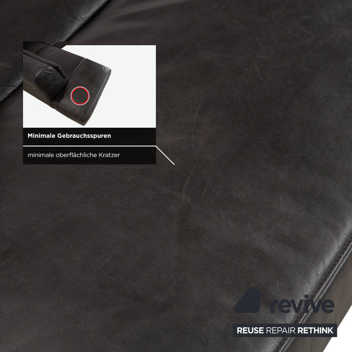 Koinor Galant Leather Corner Sofa Anthracite Dark Grey Slate Sofa Couch