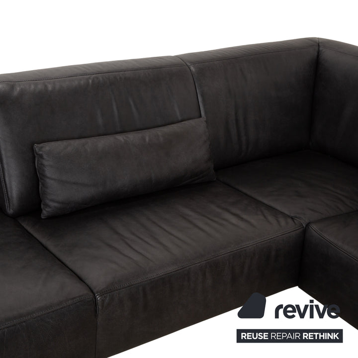 Koinor Galant Leather Corner Sofa Anthracite Dark Grey Slate Sofa Couch