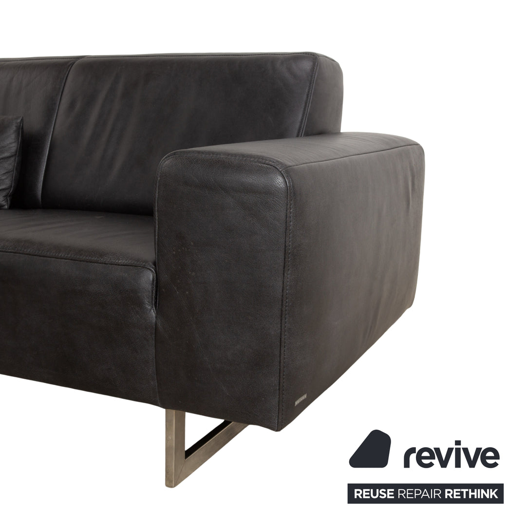 Koinor Galant Leather Corner Sofa Anthracite Dark Grey Slate Sofa Couch