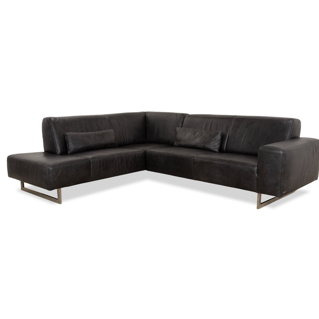 Koinor Galant Leather Corner Sofa Anthracite Dark Grey Slate Sofa Couch