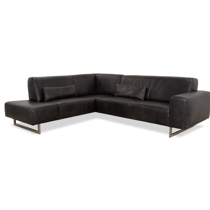 Koinor Galant Leather Corner Sofa Anthracite Dark Grey Slate Sofa Couch