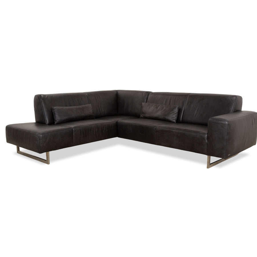 Koinor Galant Leather Corner Sofa Anthracite Dark Grey Slate Sofa Couch