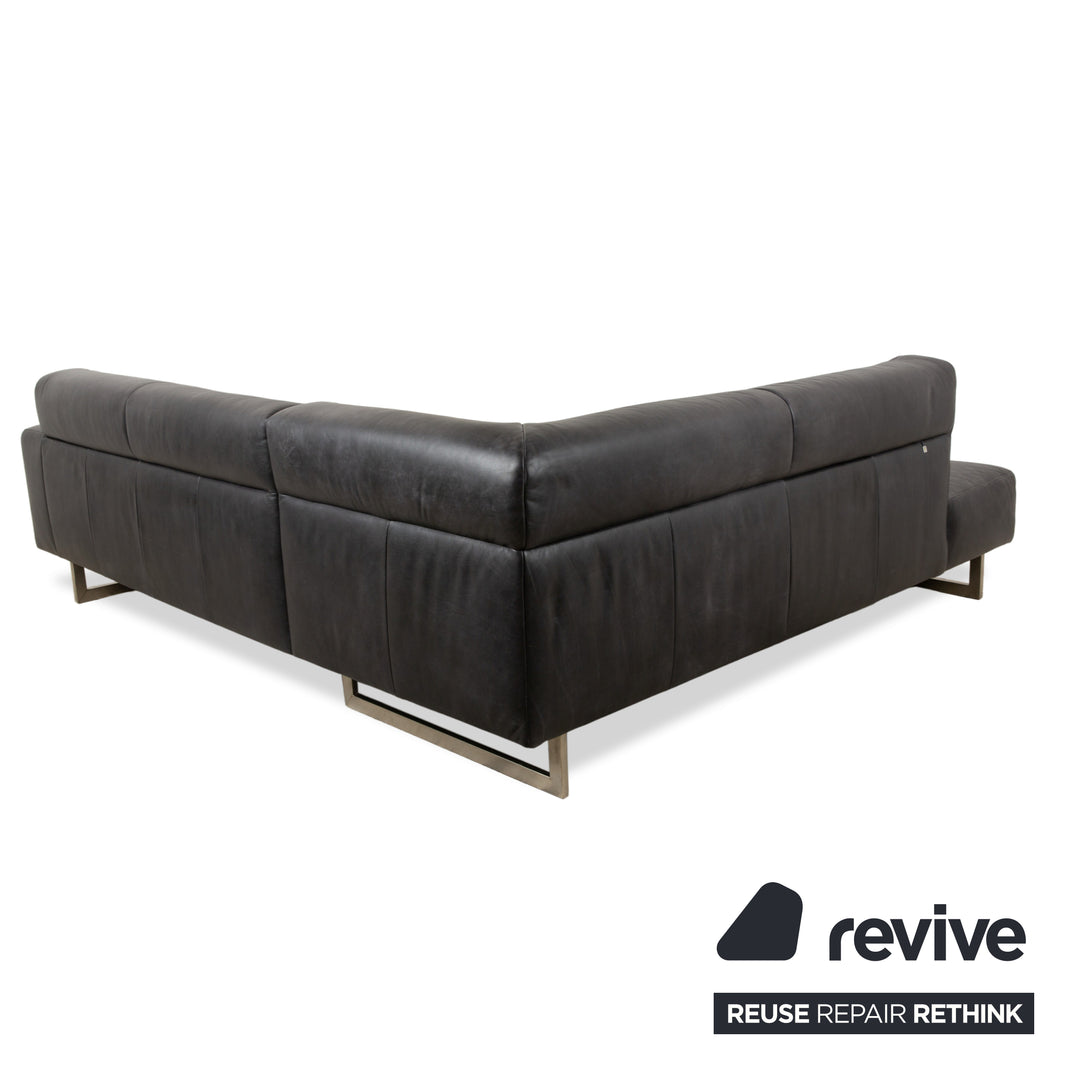 Koinor Galant Leather Corner Sofa Anthracite Dark Grey Slate Sofa Couch