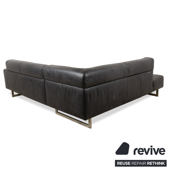 Koinor Galant Leather Corner Sofa Anthracite Dark Grey Slate Sofa Couch