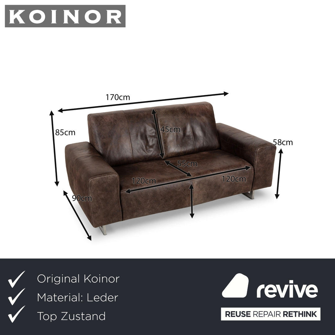 Koinor Gamma Leather Two-Seater Brown Sofa Couch