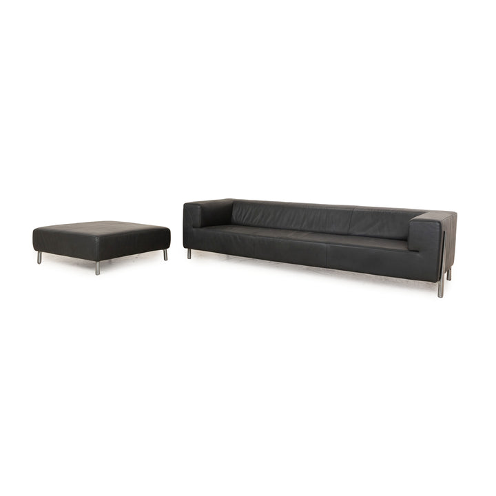 Koinor Genesis Leder Sofa Garnitur Grau Hocker Viersitzer  Couch