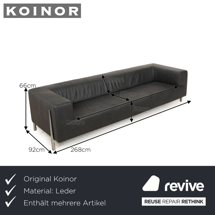 Koinor Genesis Leather Sofa Set Grey Stool Four Seater Couch