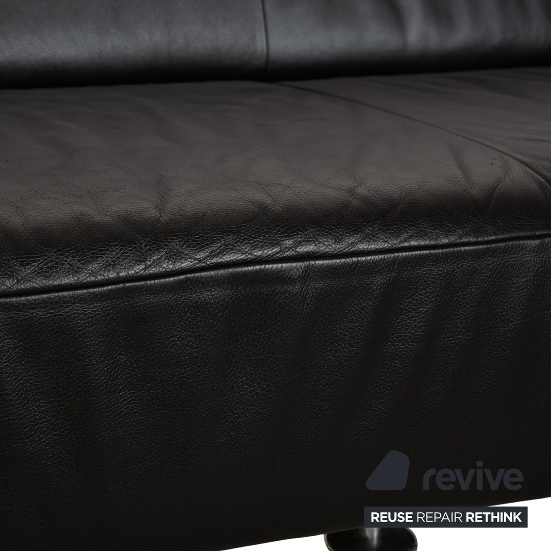 Koinor Genesis Leather Sofa Black Four-Seater Couch
