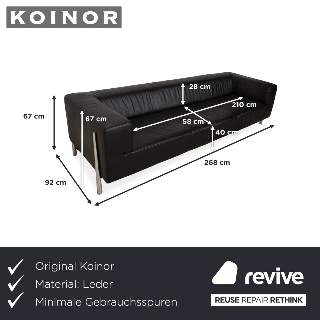 Canapé quatre places en cuir noir Koinor Genesis